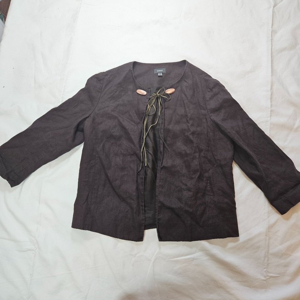 Mexx 100%‎ linen brown jacket, size 10